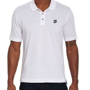 Men! NWT Robert Graham Stone Trail Short Sleeve Knit Polo Shirt White